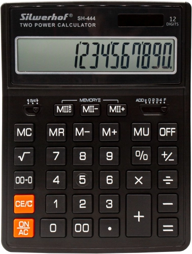 Калькулятор настольный Silwerhof SH-444 черный 12-разр. (1986166) (1986166#MLN)