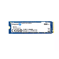 Твердотельный накопитель/ Kingston SSD NV3, 500GB, M.2(22x80mm), NVMe, PCIe 4.0 x4, 3D TLC, R/W 5000/3000MB/s, TBW 160, DWPD 0.3 (12 мес) (SNV3S/500G)