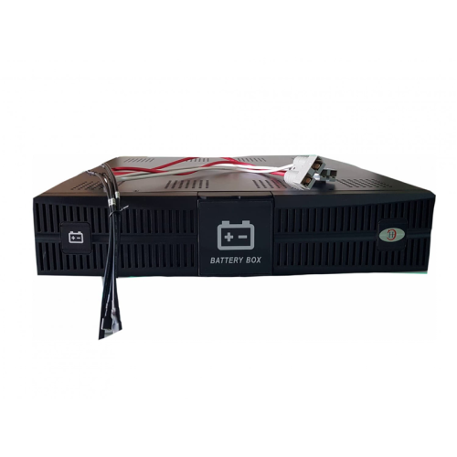 Батарейный кабинет с возможностью инсталляции в серверный шкаф в составе: комплект аккумуляторных перемычек и межполочных кабелей – 1 шт., автомат отсечки батарейного компелкта – 1 шт., батарея INVT (BAT06-72VDC-R-CB)