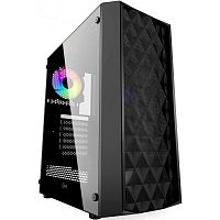 Powercase CMDM-L1 Корпус Diamond Mesh LED, Tempered Glass, 1x 120mm 5-color fan, чёрный, ATX (CMDM-L1)