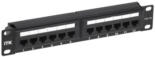 Патч-панель ITK PP12-1UC5EU-D05-10 10 1U 12xRJ45 кат.5E UTP