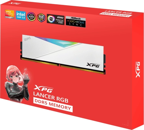 Модуль памяти ADATA 32GB DDR5 6800 DIMM XPG Lancer RGB kit 2*16, 1.40V, CL34-45-45, white (AX5U6800C3416G-DCLARWH) фото 5