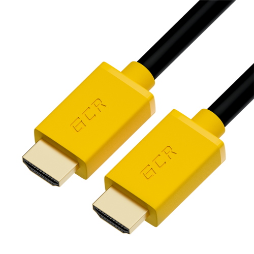 GCR Кабель 2.0m HDMI версия 2.0, HDR 4:2:2, Ultra HD, 4K 60 fps 60Hz/5K*30Hz, 3D, AUDIO, 18.0 Гбит/с, 28/28 AWG, OD7.3mm, тройной экран, черный, желтые коннекторы, GCR-HM441-2.0m