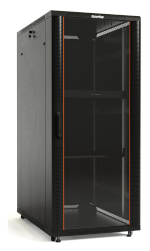 Hyperline TTB-4281-AS-RAL9004 Шкаф напольный 19-дюймовый, 42U, 2055x800х1000 мм (ВхШхГ), передняя дверь стеклянная, задняя дверь сплошная, ручка с замком, 2 вертикальных кабельных организатора, цвет ч