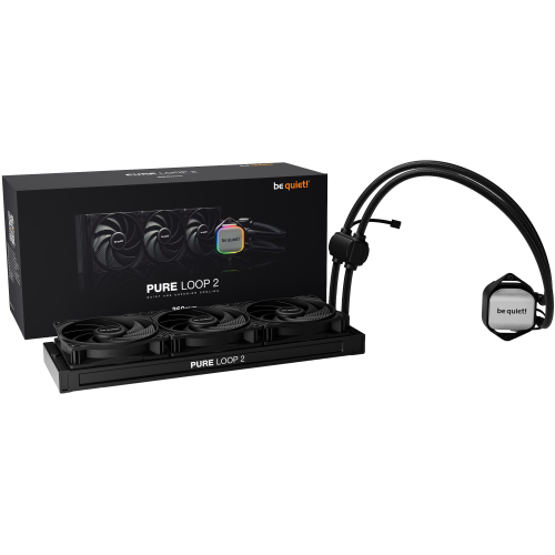 Водяное охлаждение для процессора/ Water Cooling System be quiet! PURE LOOP 2 360mm (280W, 360mm, Black, ARGB Pump/ Fans: 3x120mm, 59.6CFM, 36.8dBA, 2100RPM/ Pump height -mm, -dBA, 5500RPM, Rad thickn (BW019)