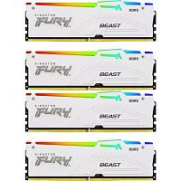 Память оперативная/ Kingston 64GB 5200MT/s DDR5 CL40 DIMM (Kit of 4) FURY Beast White RGB XMP (KF552C40BWAK4-64)