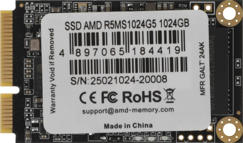 Твердотельный накопитель SSD AMD Radeon 1024GB Client SSD mSATA 3D NAND Retail R5MS1024G5