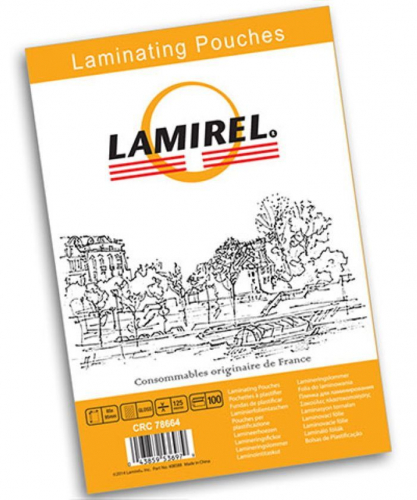 Пленка для ламинирования Lamirel пакетная, горячее ламинирование, глянцевая 65x95 мм, 125 мкм, 100 шт. (LA-7866401)