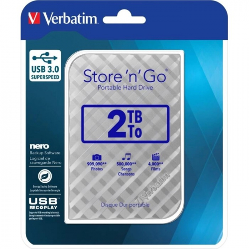 Внешний жесткий диск Verbatim Store 'n' Go 2 Тб серебристый (053198) фото 2