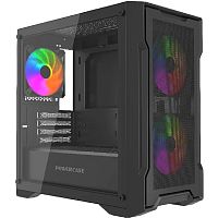 Powercase Корпус Mistral Micro X3B ARGB, Tempered Glass, 3x 120mm ARGB PWM Fan, чёрный, mATX (CMMXB-A3)