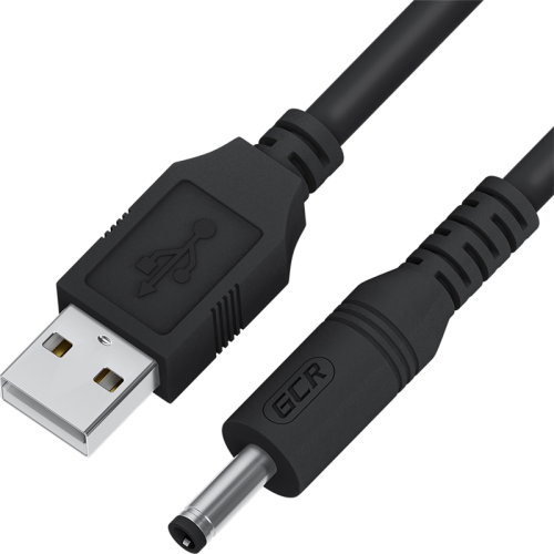 GCR Кабель питания 1.0m USB AM / DC Jack 5.5mm, черный (GCR-53415)