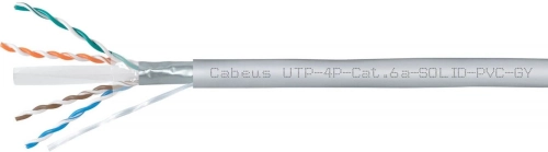 Кабель информационный Cabeus UTP-4P-CAT.6A-SOLID-PVC-GY кат.6A U/UTP 4 пары PVC внутренний 305м серый