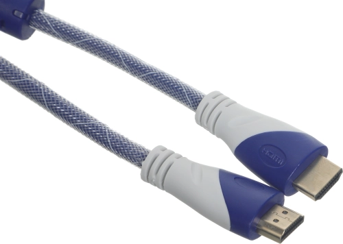 Кабель аудио-видео HDMI (m)/ HDMI (m) 1.8м. феррит.кольца позолоч.конт. синий/ белый (794315) (794315#MLN)