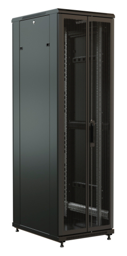 Шкаф коммутационный WRline (WR-TT-2268-DD-RAL9004) напольный 22U 600x800мм пер.дв.перфор.2ств. задн.дв.перфор.2-хст. 2 бок.пан. 800кг черный 710мм 65.8кг 1166мм IP20 сталь