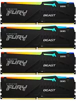 DDR 5 DIMM 128Gb PC44800, 5600Mhz, Kingston FURY Beast RGB XMP CL40 (Kit of 4) (KF556C40BBAK4-128) (retail)