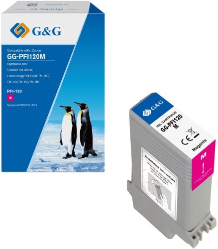G&G toner-cartridge for Canon imagePROGRAF TM-200/ 205/ 300/ 305PFI-120M 130ml With Chip гарантия 36 мес. (GG-PFI120M)