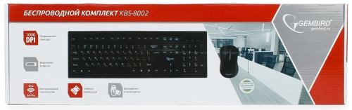 Клавиатура + мышь Gembird KBS-8002, беспроводной комплект, 2.4ГГц, черный, 104 клавиши+2 кнопки+колесо кнопка, 1000DPI, батарейки в комплекте (KBS-8002) фото 6