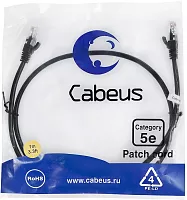 Патч-корд Cabeus PC-UTP-RJ45-Cat.5e-1m-BK Патч-корд U/UTP, категория 5е, 2xRJ45/8p8c, неэкранированный, черный, PVC, 1м