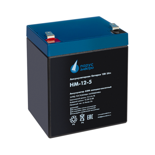 Парус-электро Аккумуляторная батарея для ИБП HM-12-5 (AGM/12В/5Ач/клемма F2), 90х70х101мм