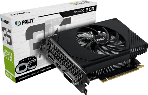 Видеокарта Palit PCI-E 4.0 RTX3050 STORMX OC NVIDIA GeForce RTX 3050 6Gb 96bit GDDR6 1042/ 14000 DVIx1 HDMIx1 DPx1 HDCP Ret (NE63050S18JE-1070F/1072F) фото 5