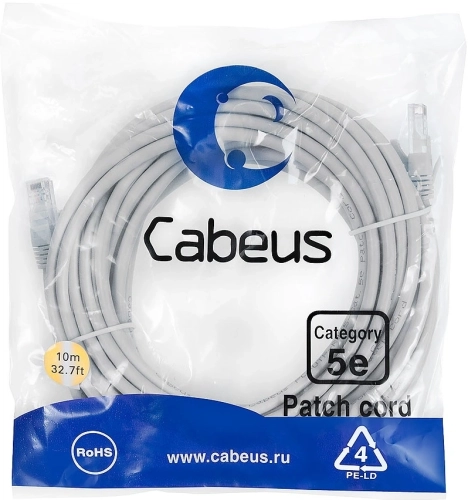 Cabeus PC-UTP-RJ45-Cat.5e-20m-LSZH Патч-корд U/ UTP, категория 5е, 2xRJ45/ 8p8c, неэкранированный, серый, LSZH, 20м