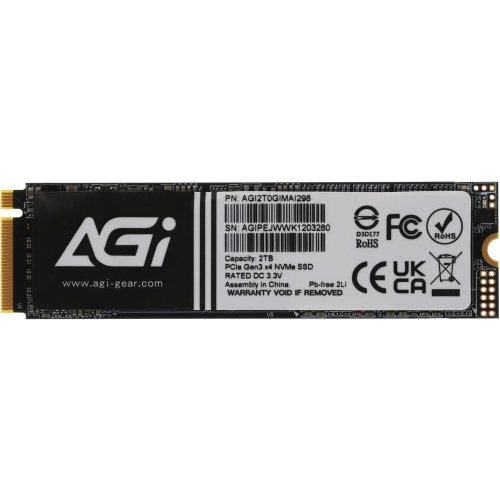 Твердотельный накопитель SSD AGI AI298 M.2 PCIe 2TB RETAIL-Color Box (AGI2T0GIMAI298-CB)