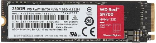 Накопитель SSD WD PCIe 3.0 x4 250GB WDS250G1R0C Red SN700 M.2 2280