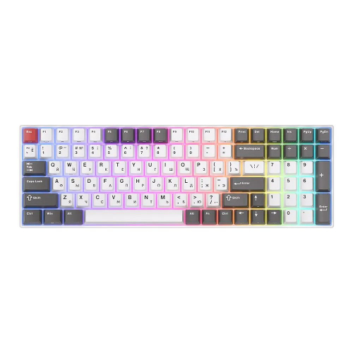 Клавиатура Royal Kludge RK100 Grey/ Red/ White USB/ 2.4 GHz/ Bluetooth, RGB, Hot Swap, Red switch (RK100 GREY/RED/WHITE (RED SWITCH))
