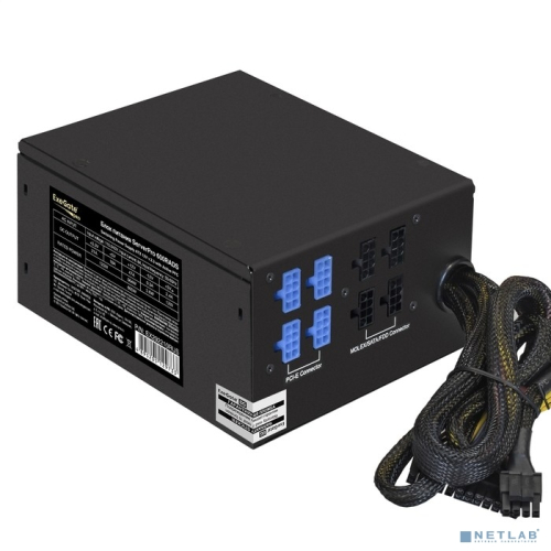 Exegate EX292210RUS Серверный БП 600W ExeGate ServerPRO-600RADS (ATX, for 3U+ cases, APFC, КПД 80% (80 PLUS), 14cm fan, 24pin, (4+4)pin, PCIe, 5xSATA, 4xIDE, FDD, Cable Management, black)