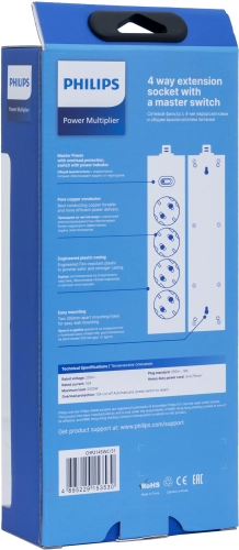 Сетевой фильтр Philips CHP2145WC/ 51 5м (4 розетки) белый (коробка) (CHP2145WC/51) фото 3
