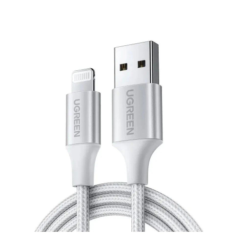 Кабель UGREEN US199 (60161) Lightning to USB-A 2.0 Cable. Длина 1 м. Цвет: серебристый