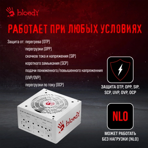 Блок питания Bloody ATX 750W BD-PS750G 80+ gold (20+4pin) APFC 120mm fan 6xSATA Cab Manag RTL (BD-PS750G-MW) фото 21