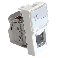 Вставка Mosaic 22.5x45, RJ-45 STP, кат.5e, со шторкой и увеличенным окном маркировки, белая (LAN-SIP-22S5E-WH)