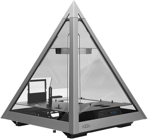 Корпус Azza Pyramid L черный/ серебристый без БП ATX 6x120mm 2xUSB3.0 audio bott PSU (CSAZ-804L PYRAMID) фото 3