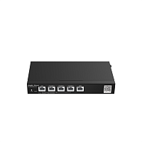 Ruijie Reyee Desktop 5-port full gigabit router, providing one WAN port, one LAN port, and three LAN/ WAN ports; supporting four PoE/ PoE+ interfaces and maximum 60 W PoE power; recommended concurrency (RG-EG305GH-P-E)