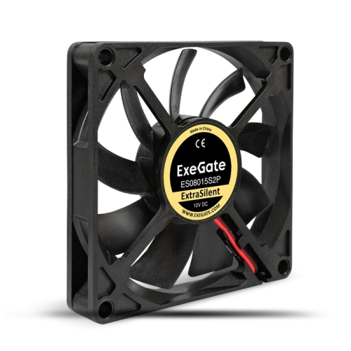 Exegate EX295233RUS Вентилятор 12В DC ExeGate ExtraSilent ES08015S2P (80x80x15 мм, Sleeve bearing (подшипник скольжения), 2pin, 1600RPM, 16,5dBA) фото 2