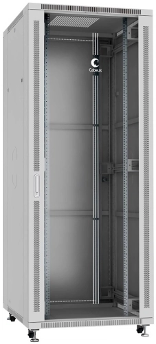 Шкаф коммутационный Cabeus (SH-05C-42U80/80) напольный 42U 800x800мм пер.дв.стекл металл 800кг серый 700мм 118.7кг 220град. 2055мм IP20 сталь