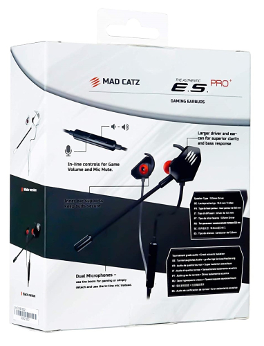 Игровые мобильные наушники Mad Catz E.S. PRO+ чёрные, 3.5 мм jack, 13.5 мм неодимовые магниты, 32 Ом, 20 ~ 20000 Гц, микрофон (AE21CDINBL000-0) фото 5