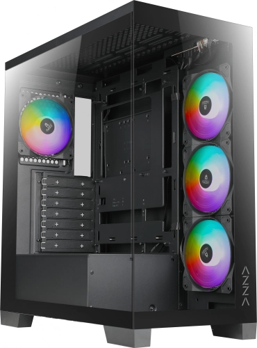 Корпус Azza COVE черный без БП ATX 4x120mm 1xUSB2.0 1xUSB3.0 1xUSB3.1 audio bott PSU (CSAZ-570B COVE)