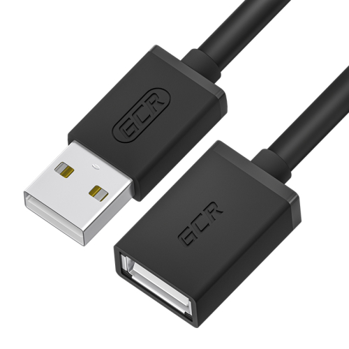 GCR Удлинитель 0.75m USB 2.0 AM/ AF, черный, GCR-55068