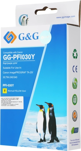 Картридж струйный G&G GG-PFI030Y PFI-030Y желтый (55мл) для Canon imagePROGRAF TA-20/30
