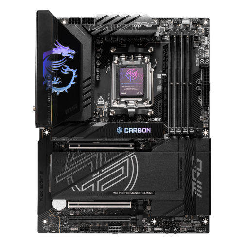 Материнская плата MSI OEM MPG X870E CARBON WIFI X870, AM5, 4*DDR5, 3*PCIEx16, 4*M.2, 4*TypeC, 9*USB3.2Gen2, 4*USB3.2Gen1, 4*USB2.0, 4*SATA3.0, 5G, 2.5G, 2*Type-C(DP), HDMI, ATX, OEM oem (MPG X870E CARBON WIFI||OEM)