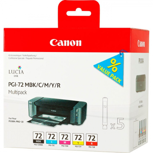Картридж CANON PGI-72 MBK, черный, голубой, пурпурный, желтый, красный, для PRO-10 (6402B009)