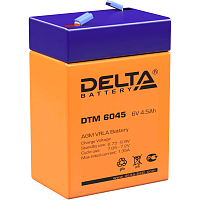 Батарея DELTA серия DTM, DTM 6045, напряжение 6В, емкость 4.5Ач (разряд 20 часов), макс. ток разряда (5 сек.) 67.5А, макс. ток заряда 1.32А, свинцово-кислотная типа AGM, клеммы F1, ДxШxВ 70х47х101мм.