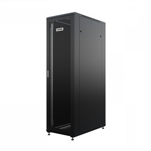 Шкаф напольный универсальный серверный ONTEK TC 42U 800х1000мм, 4 профиля 19, двери перфорированная и сплошная металл, боковые стенки съемные (TC42U81DPSMRSWAS-9005)