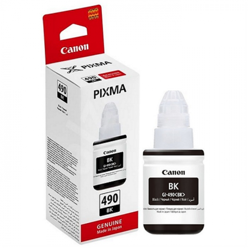 Картридж струйный Canon GI-490BK, черный, 135мл., для Pixma G1400/ 2400/ 3400 (0663C001)