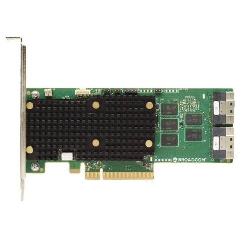 RAID-контроллер Broadcom 9660-16i SGL (05-50107-00 / 05-50107-00003 / 03-50107-00003) , PCIe 4.0 x8, LP, 24G SAS/ SATA/ NVMe, RAID 0,1,5,6,10,50,60, 16port(2x8 SFF-8654), 4GB Cache, SAS4116 ROC, RTL (05-50107-00003 / 03-50107-00003)