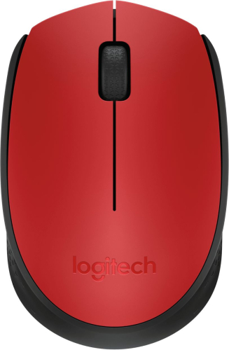 Мышь Logitech M170 красный/ черный оптическая (1000dpi) беспроводная USB (2but) (910-004648)