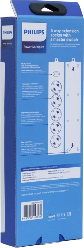 Сетевой фильтр Philips CHP2155BB/ 51 3м (5 розеток) черный (коробка) (CHP2155BB/51) фото 3