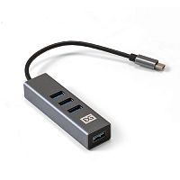 Exegate EX293987RUS USB-Хаб (концентратор) ExeGate DUB-4TC (кабель-адаптер USB Type C --] 4xUSB3.0, Plug&Play, серебристый)